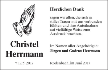 Traueranzeige von Christel Herrmann von  Kreisanzeiger