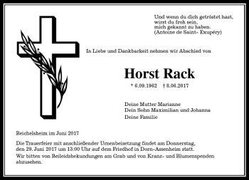 Traueranzeige von Horst Rack von  Kreisanzeiger