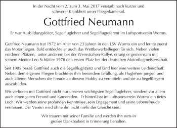 Traueranzeige von Gottfried Neumann von Trauerportal Rhein Main Presse
