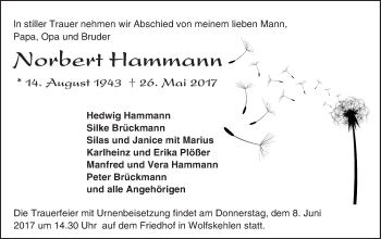 Traueranzeige von Norbert Hammann von Trauerportal Echo Online