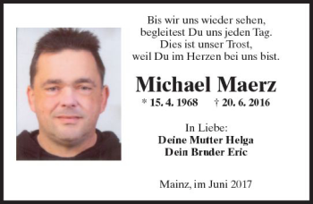 Traueranzeige von Michael Maerz von Trauerportal Rhein Main Presse Traueranzeige von Michael Maerz von Trauerportal Rhein Main Presse