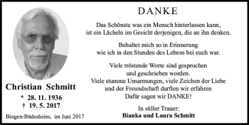 Traueranzeige von Christian Schmitt von Trauerportal Rhein Main Presse