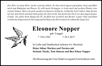Traueranzeige von Eleonore Nopper von Trauerportal Rhein Main Presse
