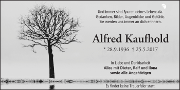 Traueranzeige von Alfred Kaufhold von Trauerportal Echo Online