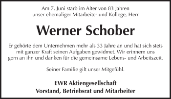 Traueranzeige von Werner Schober von Trauerportal Rhein Main Presse