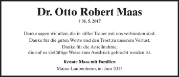 Traueranzeige von Otto Robert Maas von Trauerportal Rhein Main Presse