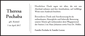 Traueranzeige von Theresa Pochaba von Trauerportal Echo Online