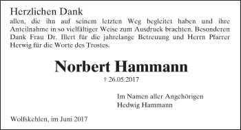 Traueranzeige von Norbert Hammann von Trauerportal Echo Online