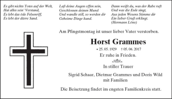 Traueranzeige von Horst Grammes von Trauerportal Rhein Main Presse