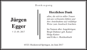 Traueranzeige von Jürgen Egger von  Camberger Anzeiger