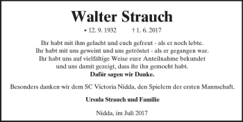Traueranzeige von Walter Strauch von  Kreisanzeiger