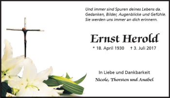 Traueranzeige von Ernst Herold von  Kreisanzeiger