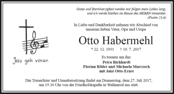 Traueranzeige von Otto Habermehl von VRM Trauer