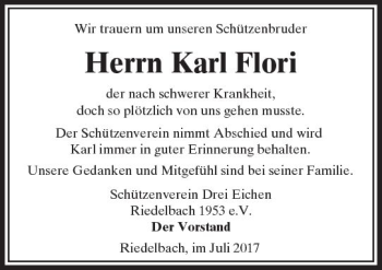 Traueranzeige von Karl Flori von  Usinger Anzeiger