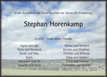 Traueranzeige von Stephan Horenkamp von VRM Trauer