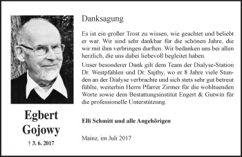 Traueranzeige von Egbert Gojowy von Trauerportal Rhein Main Presse