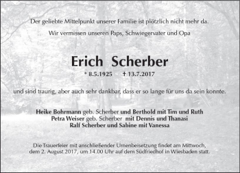 Traueranzeige von Erich Scherber von Trauerportal Rhein Main Presse