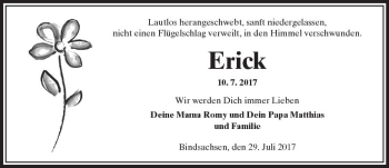 Traueranzeige von Erick  von  Kreisanzeiger
