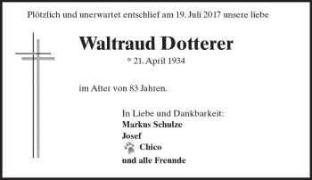 Traueranzeige von Waltraud Dotterer von Trauerportal Rhein Main Presse