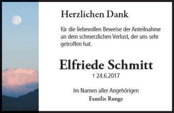 Traueranzeige von Elfriede Schmitt von Trauerportal Rhein Main Presse
