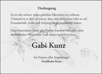 Traueranzeige von Gabi Kunz von Trauerportal Rhein Main Presse