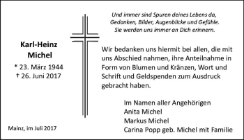 Traueranzeige von Karl-Heinz Michel von Trauerportal Rhein Main Presse