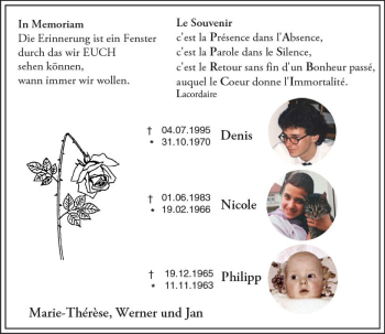 Traueranzeige von Denis, Nicole und Philipp  von Trauerportal Echo Online