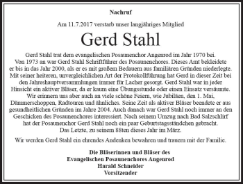 Traueranzeige von Gerd Stahl von VRM Trauer