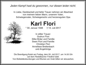 Traueranzeige von Karl Flori von  Usinger Anzeiger