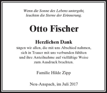 Traueranzeige von Otto Fischer von  Usinger Anzeiger