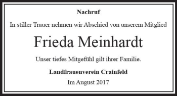 Traueranzeige von Frieda Meinhardt von VRM Trauer