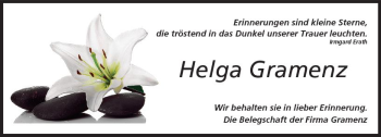 Traueranzeige von Helga Gramenz von Trauerportal Rhein Main Presse