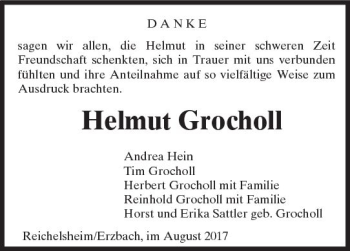Traueranzeige von Helmut Grocholl von Trauerportal Rhein Main Presse