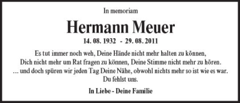 Traueranzeige von Hermann Meuer von  Kreisanzeiger
