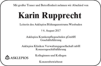 Traueranzeige von Karin Rupprecht von Trauerportal Rhein Main Presse