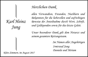 Traueranzeige von Karl-Heinz Jung von Trauerportal Echo Online