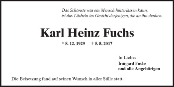 Traueranzeige von Karl Heinz Fuchs von Trauerportal Rhein Main Presse