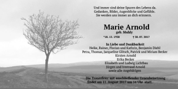 Traueranzeige von Marie Arnold von  Gießener Anzeiger