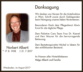 Traueranzeige von Norbert Alberti von Trauerportal Rhein Main Presse