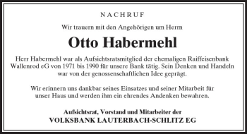 Traueranzeige von Otto Habermehl von VRM Trauer