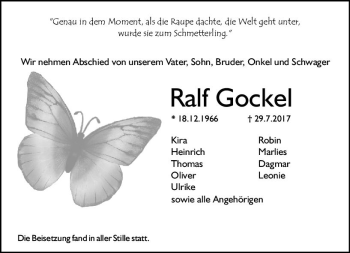 Traueranzeige von Ralf Gockel von Trauerportal Rhein Main Presse
