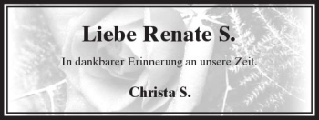 Traueranzeige von Renate S. von VRM Trauer