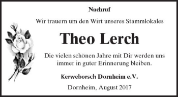 Traueranzeige von Theo Lerch von Trauerportal Echo Online