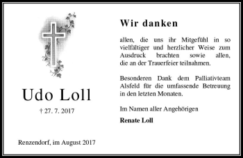 Traueranzeige von Udo Loll von VRM Trauer