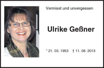 Traueranzeige von Ulrike Geßner von Trauerportal Rhein Main Presse