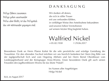 Traueranzeige von Walfried Nickel von Trauerportal Rhein Main Presse