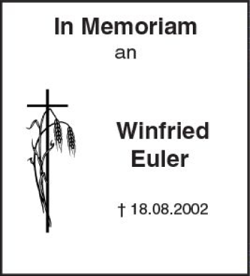 Traueranzeige von Wilfried Euler von VRM Trauer