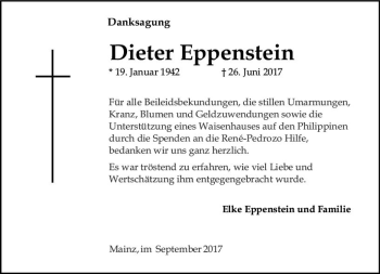 Traueranzeige von Dieter Eppenstein von Trauerportal Rhein Main Presse