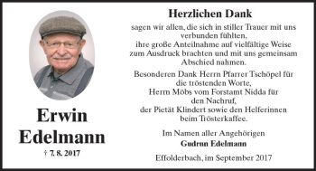 Traueranzeige von Erwin Edelmann von  Kreisanzeiger