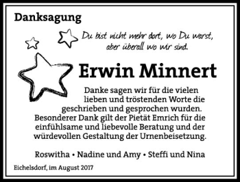 Traueranzeige von Erwin Minnert von  Kreisanzeiger